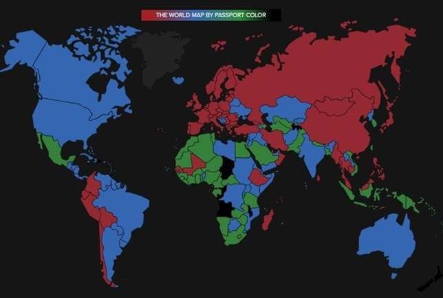 Cores dos passaportes ao redor do mundo