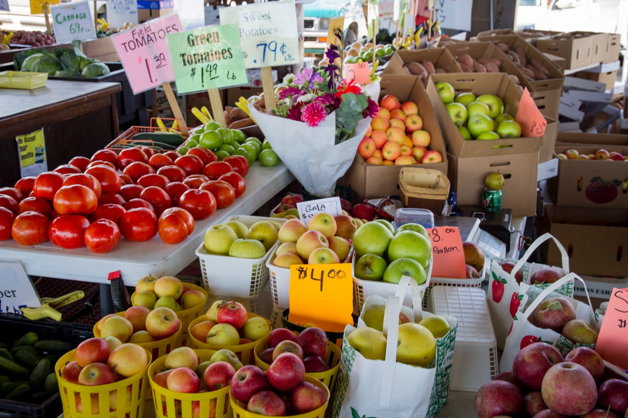 Preços de alimentos na feira