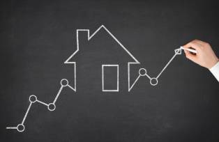 Mortgage Graph with Ascending Price Arrow