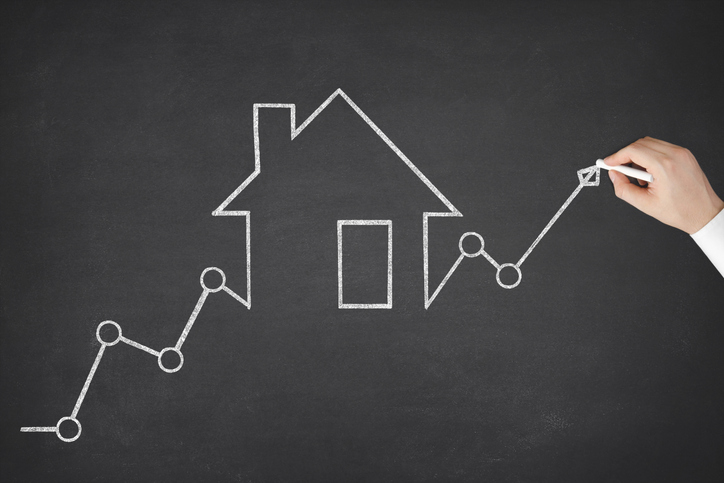 Mortgage Graph with Ascending Price Arrow