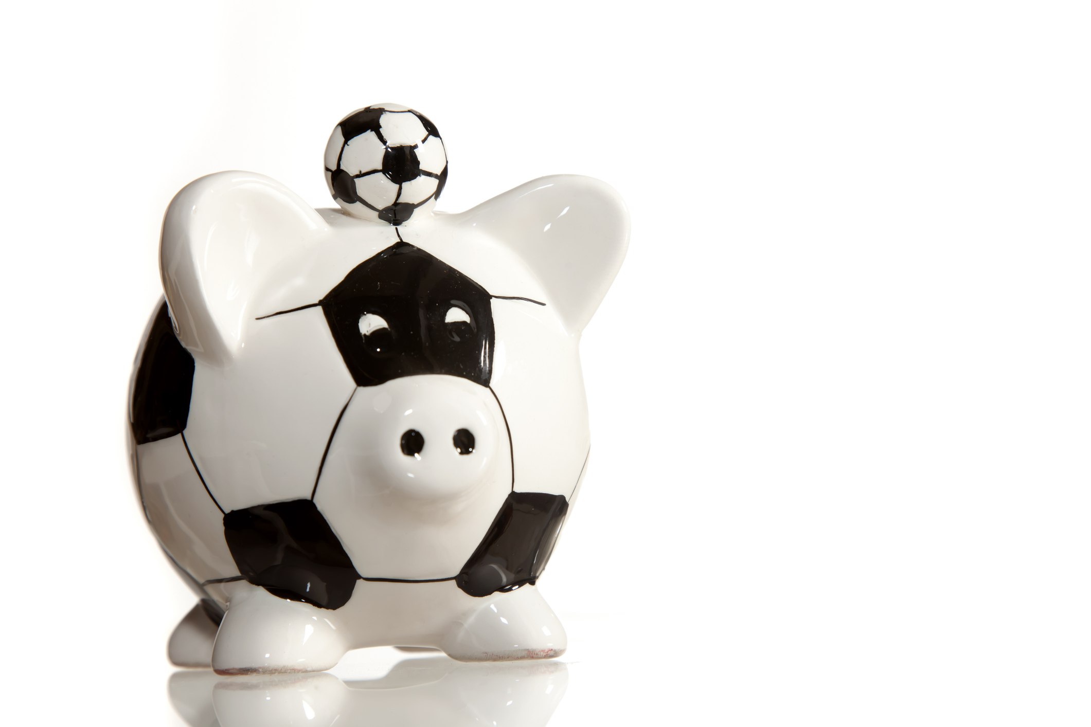 Soccer ball in shape of a piggy bank