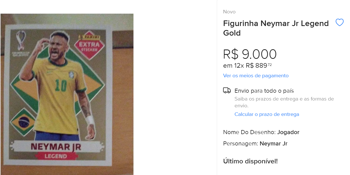 NEYMAR JUNIOR OURO (Gold) - EXTRA LEGEND (Brasil) - Figurinha Original -  Não