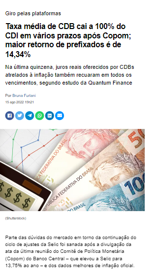 5 CDBs mais rentáveis de vários prazos com taxas de até 120% do CDI que se  destacaram na última quinzena