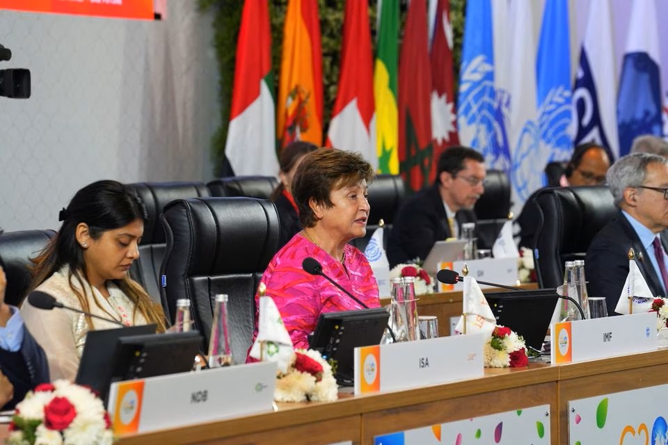 Kristalina Georgieva, chefe do FMI, discursa durante encontro de chefes da economia de países do G20 (Reuters)