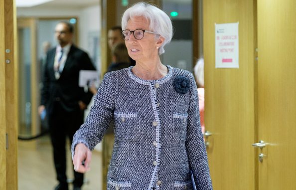 Presidente do BCE, Christine Lagarde, chega em Cúpula da UE em Bruxelas (Thierry Monasse/Getty Images)