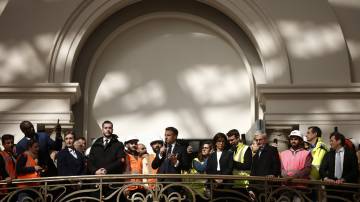 Presidente francês Emmanuel Macron no Grand Palais, em Paris (Yoan Valat/Pool via REUTERS)