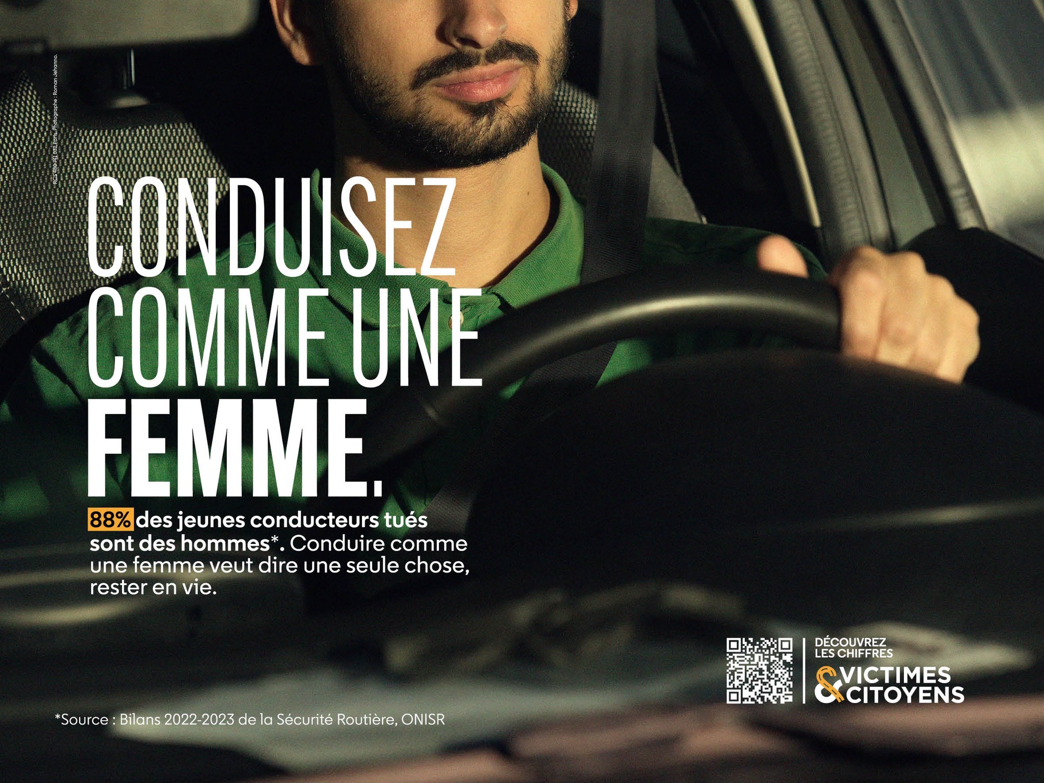 Campanha de trânsito da França: "Dirija como uma mulher". Foto: Reprodução