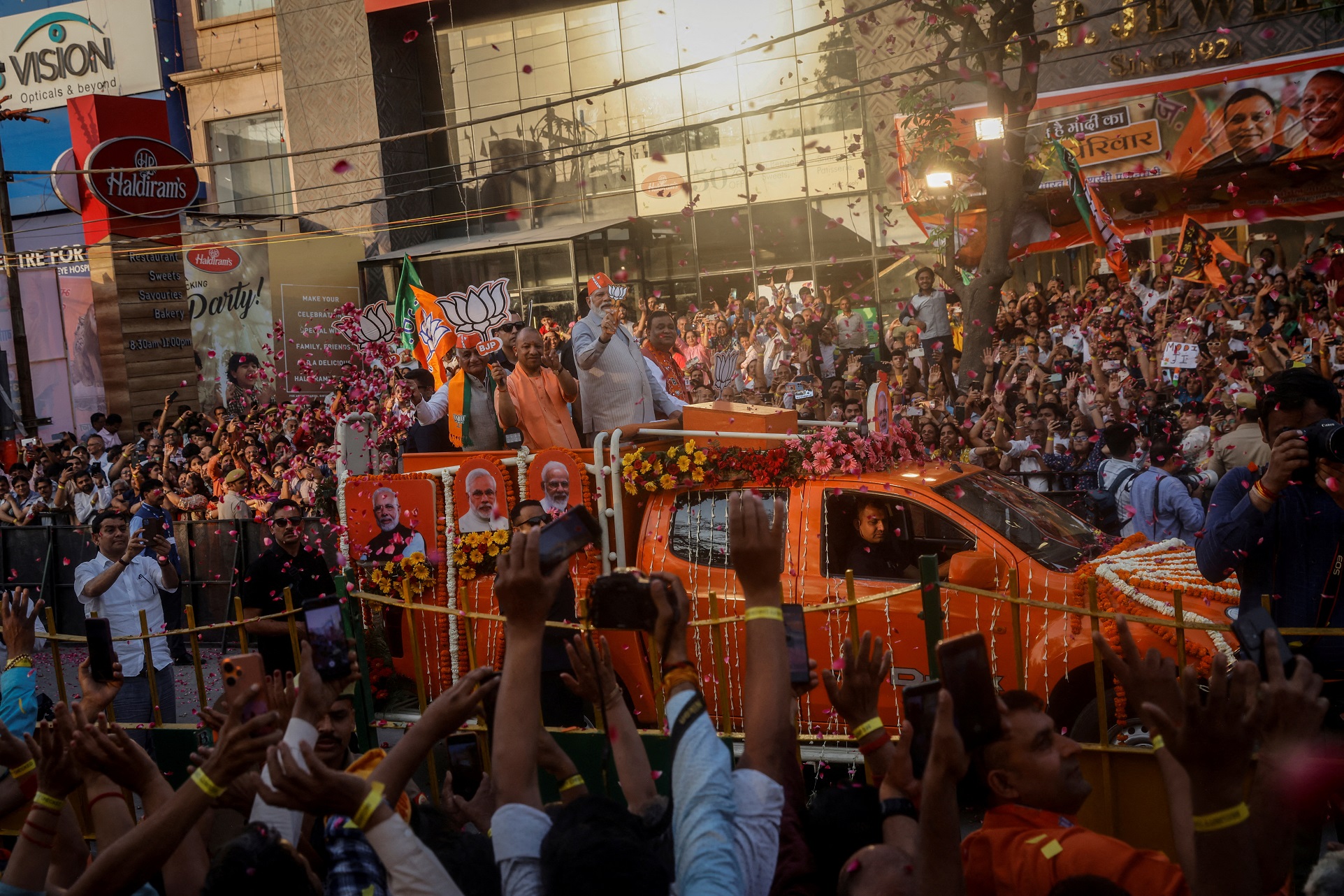 Primeiro-ministro indiano, Narendra Modi, participa de evento de campanha em Ghaziabad, Índia
06/04/2024
REUTERS/Anushree Fadnavis