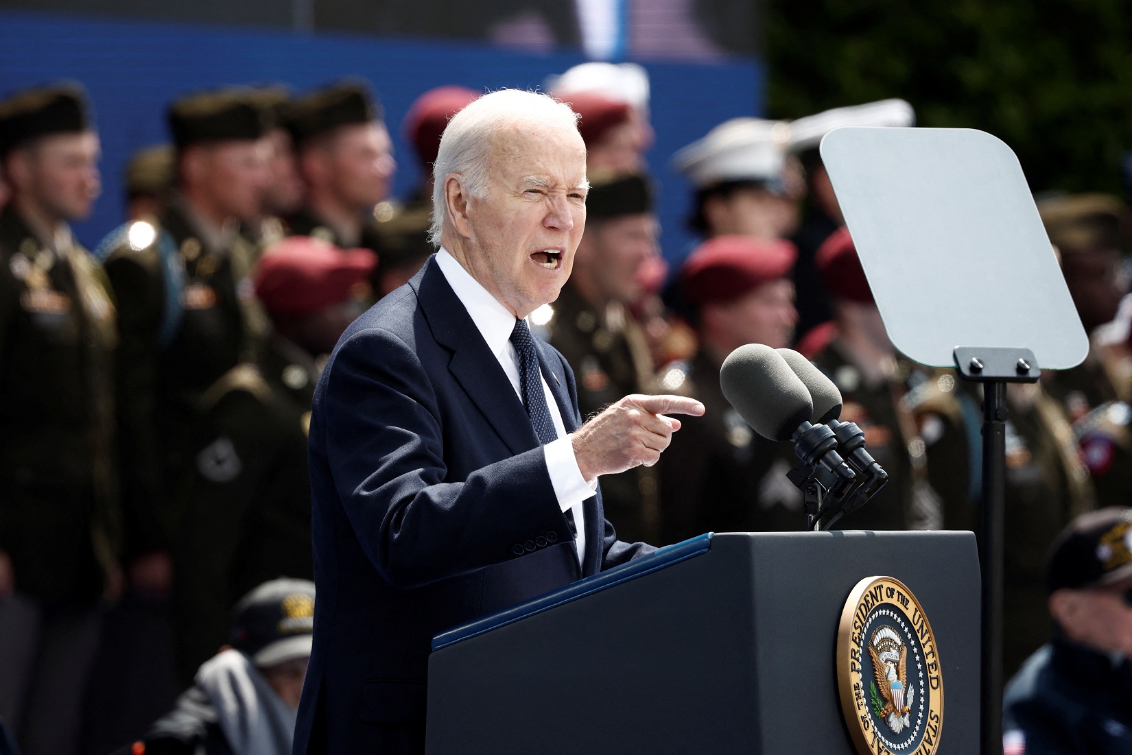 O presidente dos Estados Unidos, Joe Biden, participa de uma cerimônia para marcar o 80º aniversário do Dia D. 06/06/2024 REUTERS/Benoit Tessier