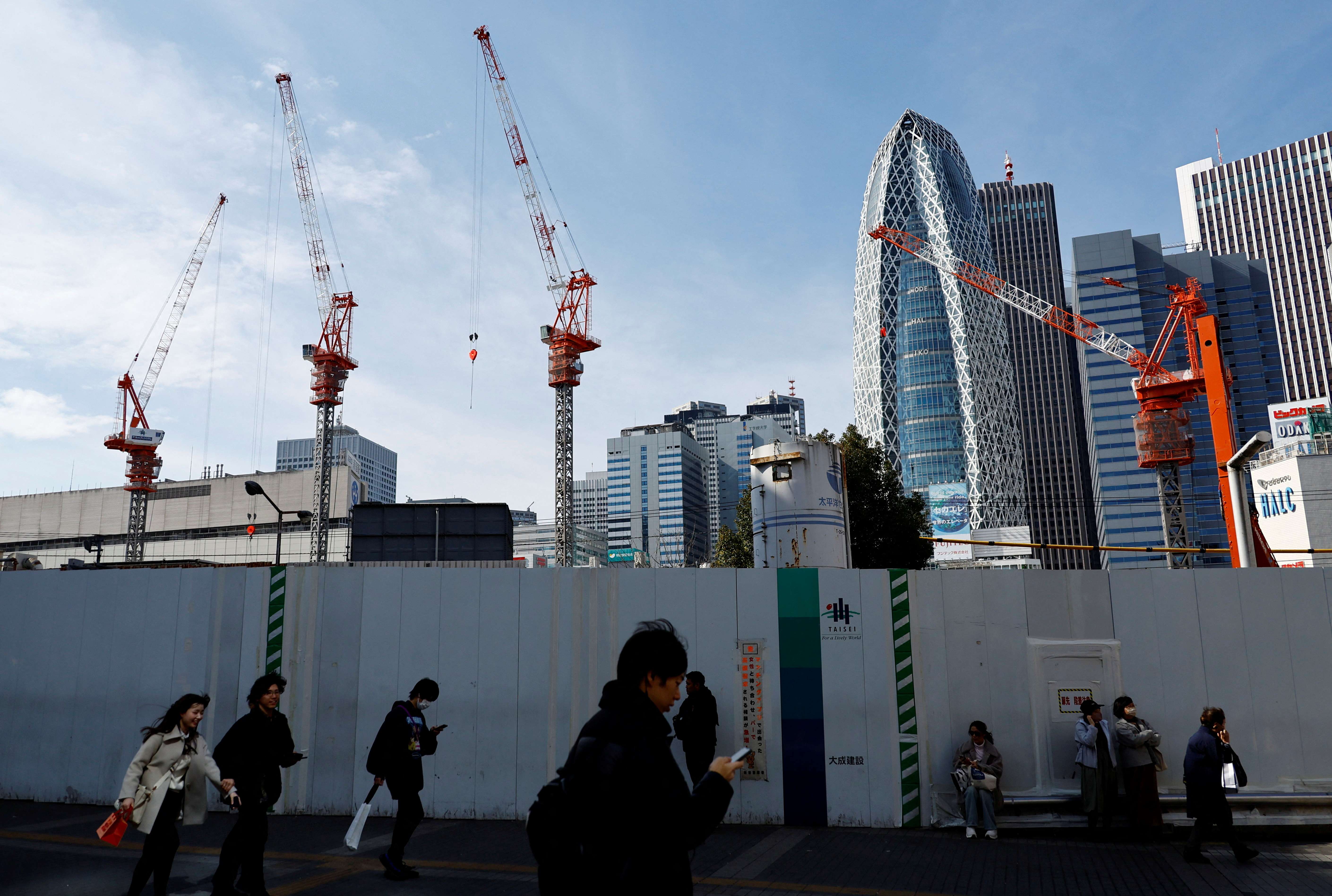 Área de construção em Tóquio, no Japão - 15/02/2024  (Foto: Issei Kato/Reuters)