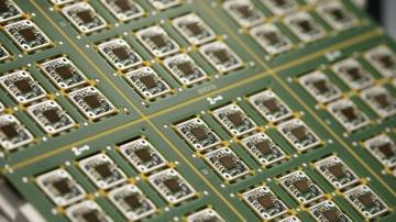 Uma folha de circuitos de sensores da Nvidia (Alex Kraus/Bloomberg)