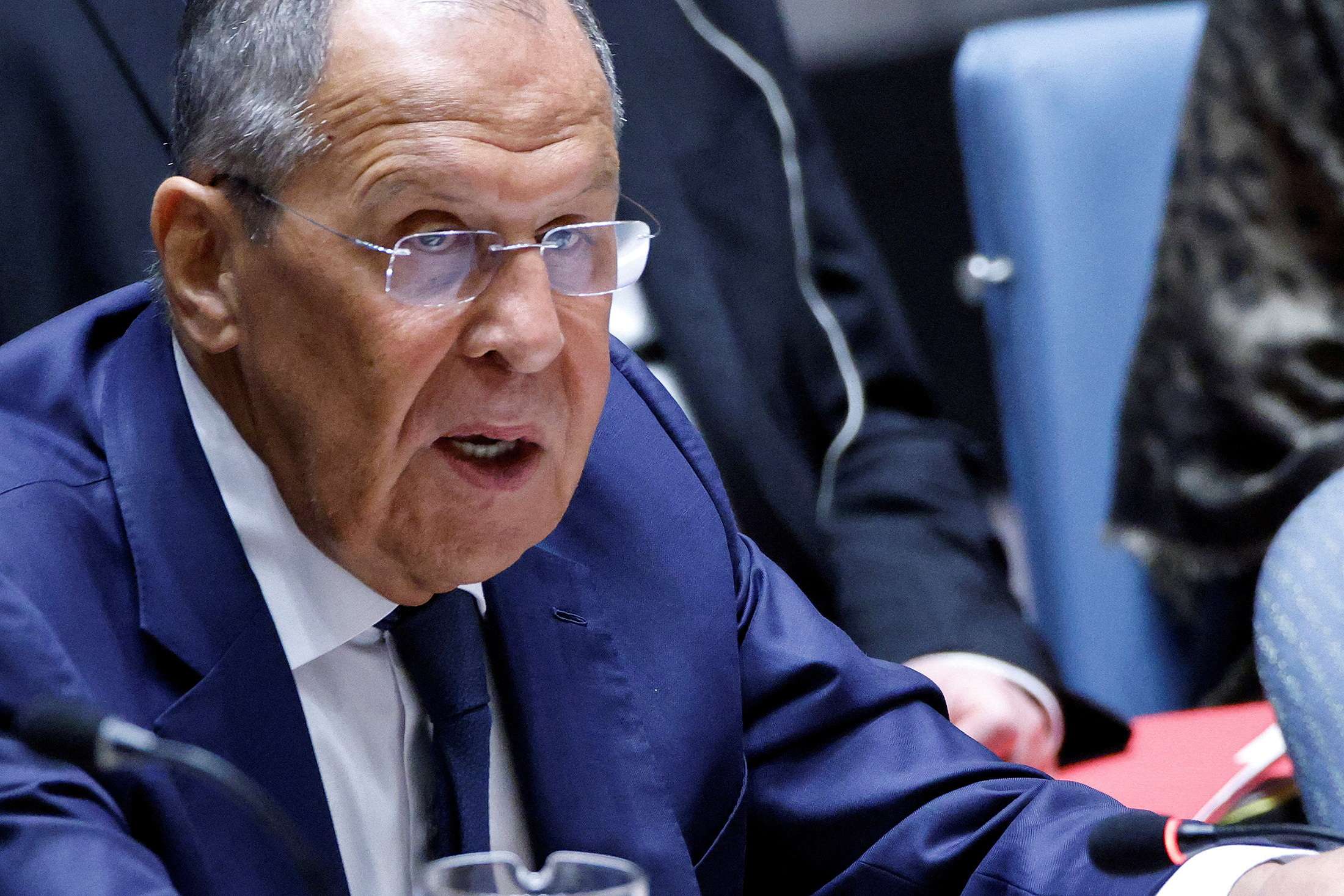 O ministro das Relações Exteriores da Rússia, Sergei Lavrov na reunião do Conselho de Segurança da ONU,  em Nova York - 17/07/2024 (Foto: Eduardo Muñoz/Reuters)