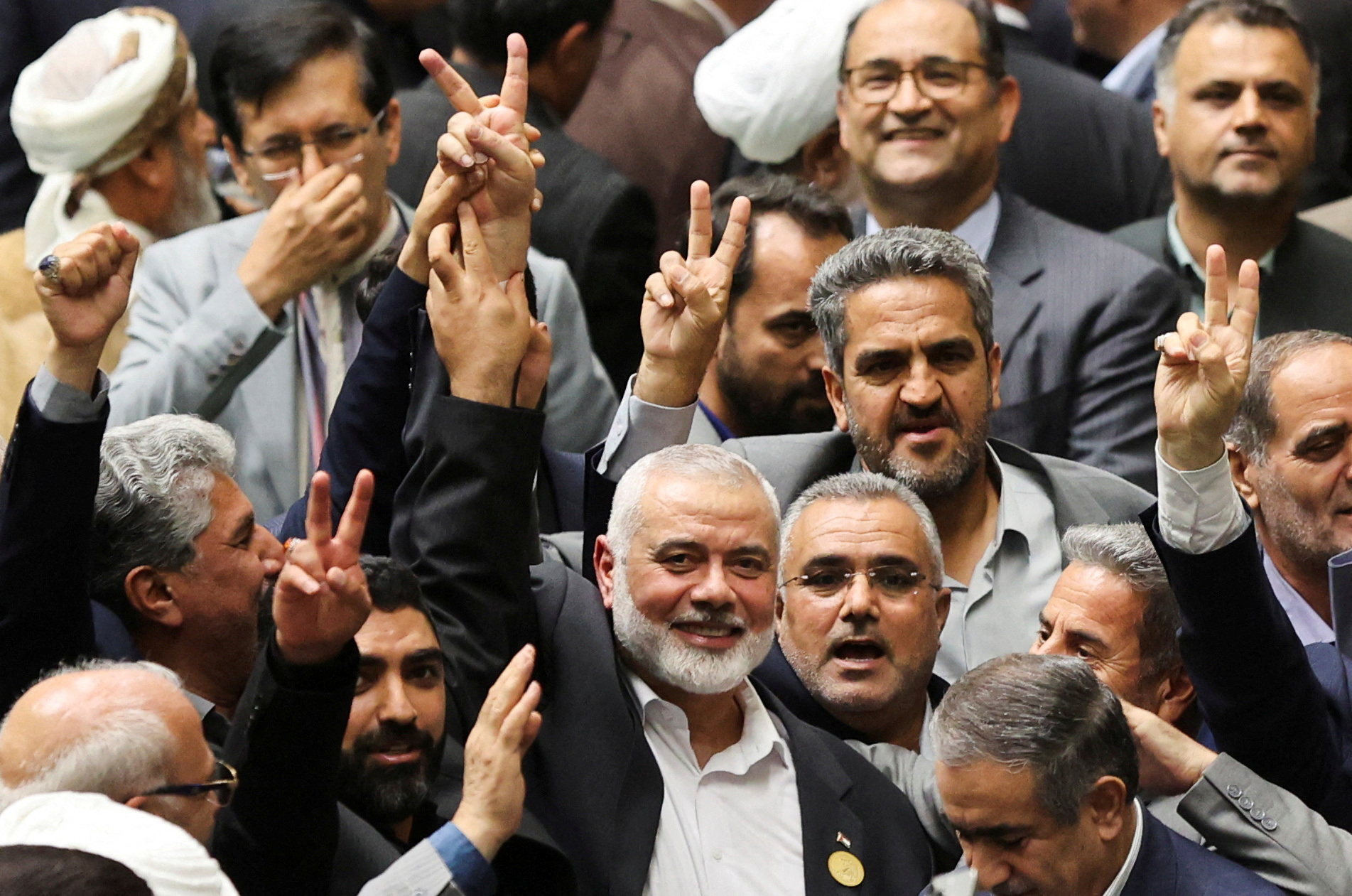 O principal líder do grupo palestino Hamas, Ismail Haniyeh, participa da cerimônia de posse do novo presidente do Irã, Masoud Pezeshkian, no parlamento em Teerã, Irã, em 30 de julho de 2024. Majid Asgaripour/WANA (West Asia News Agency) via REUTERS ATENÇÃO EDITORES - ESTA IMAGEM FOI FORNECIDA POR UM TERCEIRO. IMAGENS TPX DO DIA