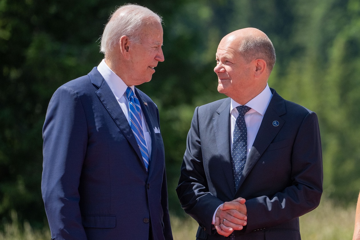 Joe Biden and Olaf ScholzPhotographer: Thomas Lohnes/Getty Images
