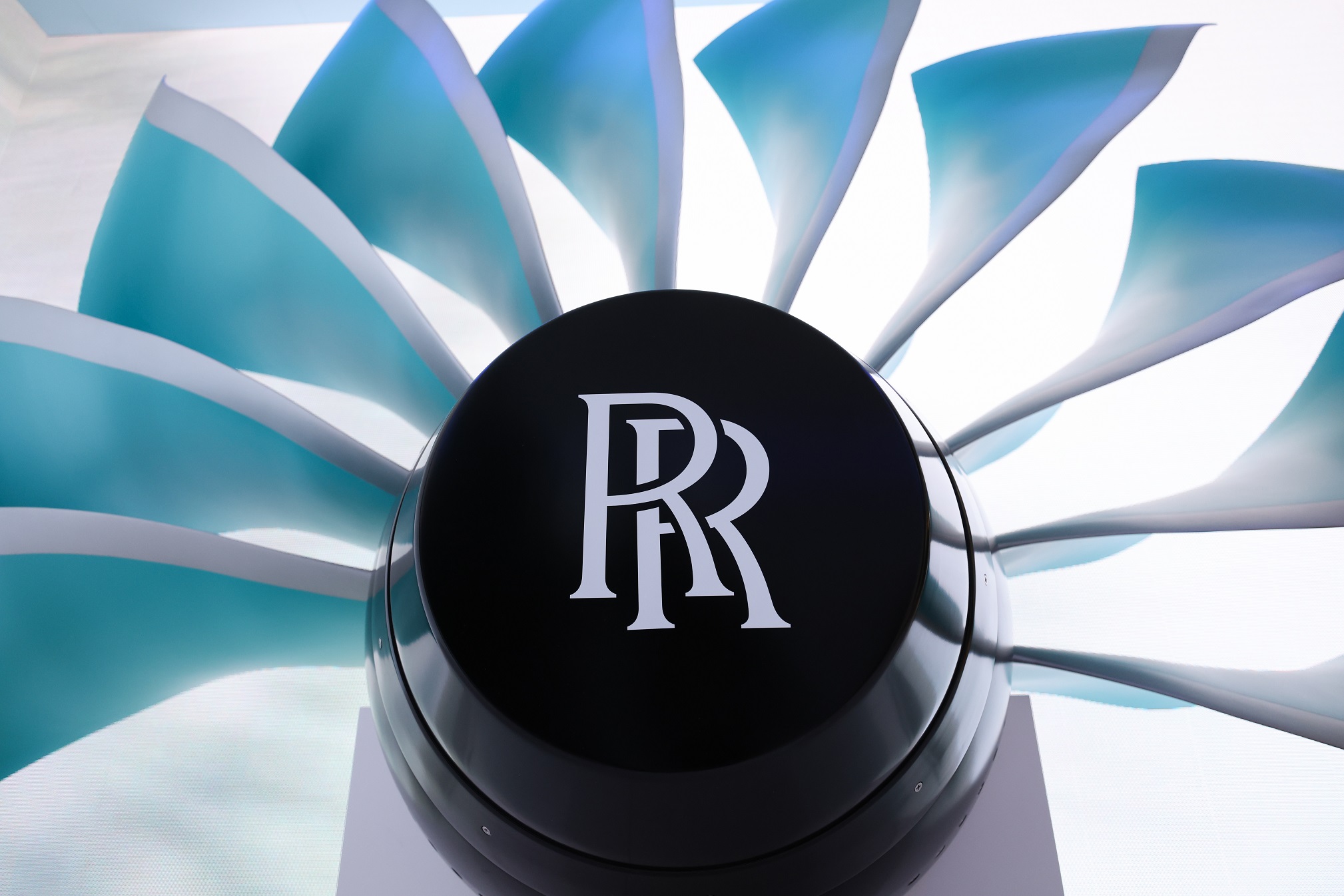 Uma maquete de um UltraFan na Rolls-Royce Holdings Plc em Farnborough, Reino Unido (Fotógrafa: Hollie Adams/Bloomberg)