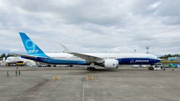 A aeronave de teste de voo Boeing 777X (Jennifer Buchanan/Getty Images)