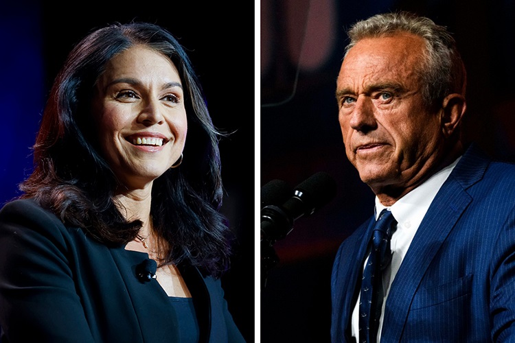 Tulsi Gabbard e Robert F. Kennedy Jr. (Eva Marie Uzcategui, Liam Kennedy/Bloomberg)