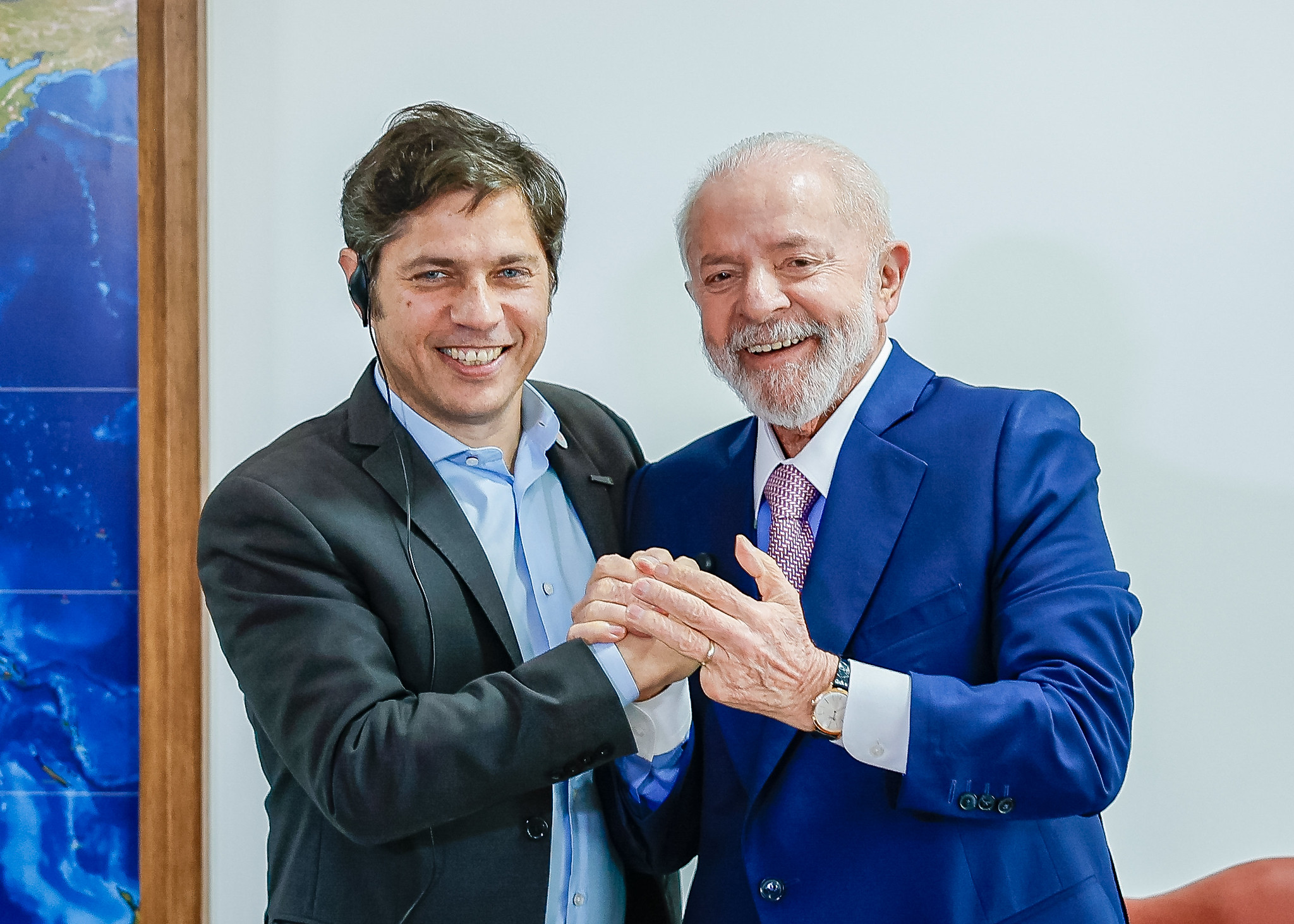 O presidente Luiz Inácio Lula da Silva (PT), durante reunião com o governador da província de Buenos Aires, Axel Kicillof, no Palácio do Planalto (Foto: Ricardo Stuckert/PR)