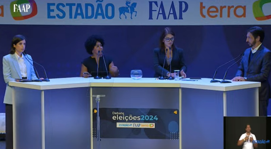 A deputada federal Tabata Amaral (PSB) e o prefeito de São Paulo, Ricardo Nunes (MDB) (Foto: Reprodução/YouTube)