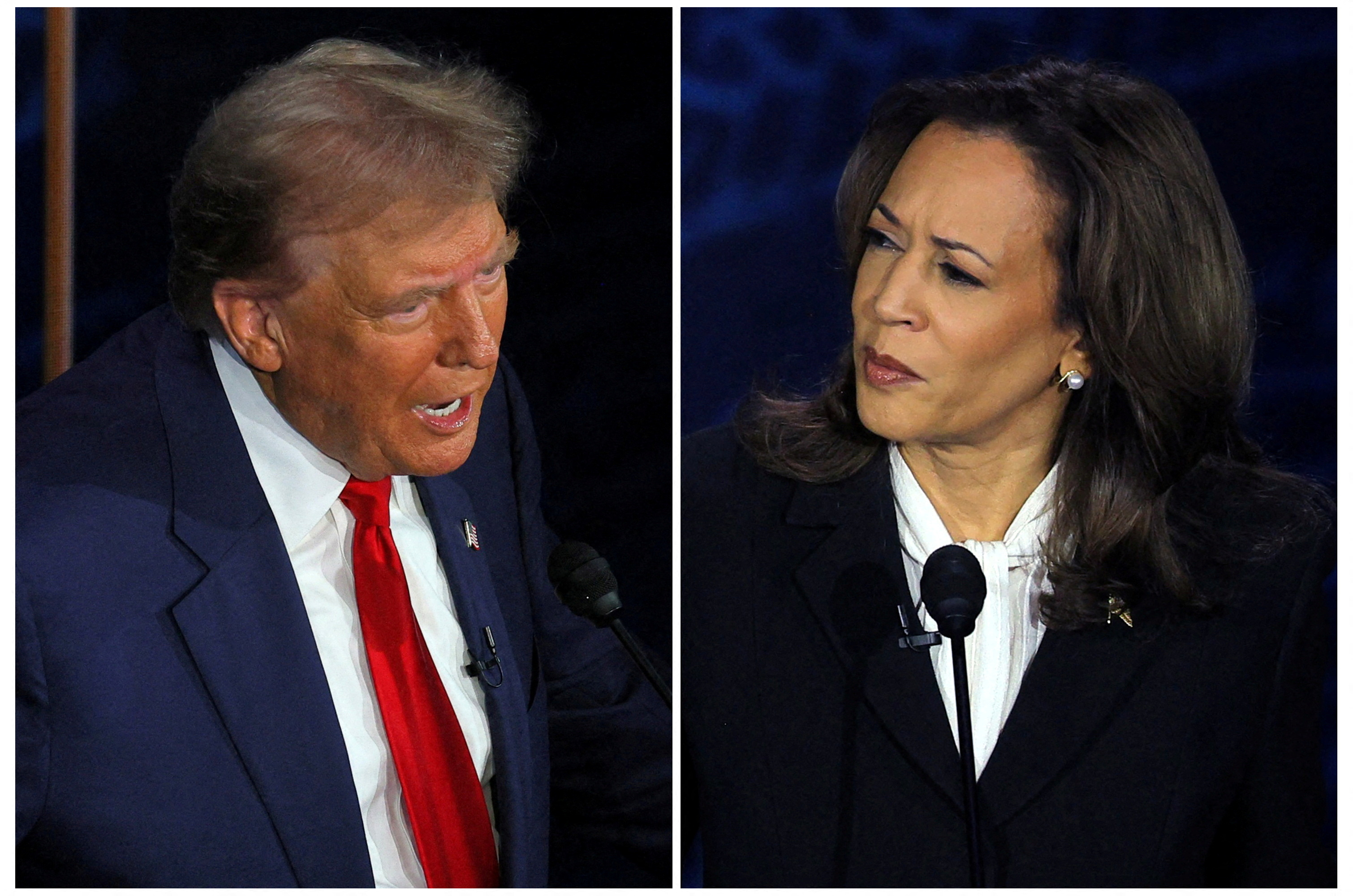 Kamala Harris e  Donald Trump durante debate - 
10/09/2024
(Foto: Brian Snyder/Reuters)