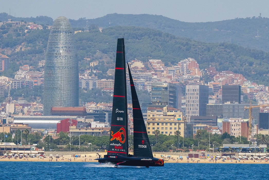 Bertarelli’s Alinghi Red Bull Racing team during a training session in Barcelona in July. Photographer: David Ramos/Getty Images Europe