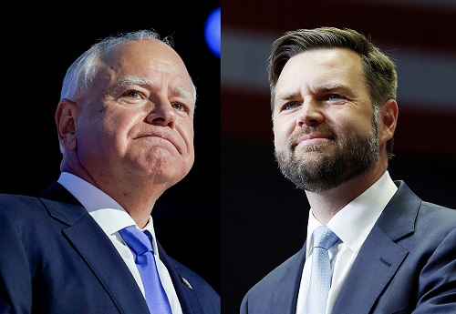 Tim Walz e JD Vance (Al Drago/Bloomberg e Anna Moneymaker/Getty Images)