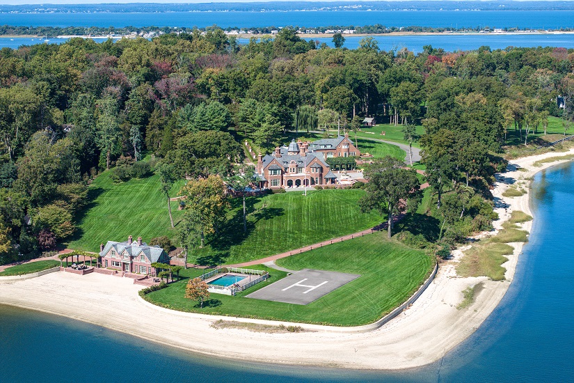 Uma vista aérea da mansão de Billy Joel, "MiddleSea", em Centre Island, Nova York, em 9 de outubro de 2024 (Eric Striffler/The New York Times)