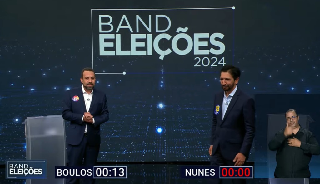 Debate da TV Bandeirantes foi o primeiro do segundo turno entre Guilherme Boulos (PSOL) e Ricardo Nunes (MDB) (Foto: Reprodução/YouTube)