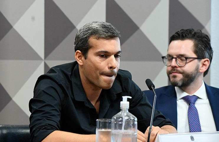 Bruno Tolentino, tio do jogador de futebol Lucas Paquetá, em depoimento à CPI das Apostas (Foto: Marcos Oliveira/Agência Senado)