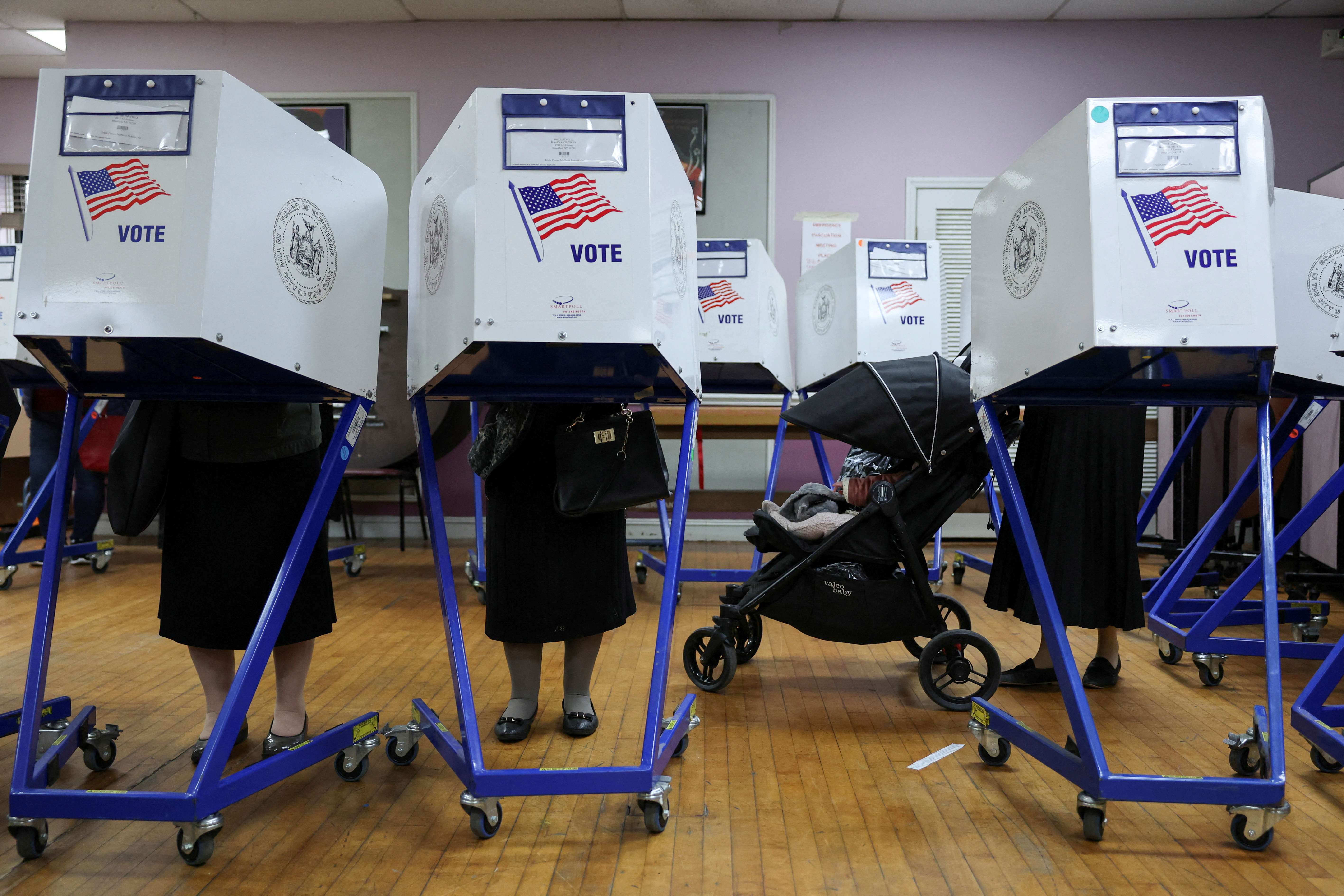 Local de votação das eleições dos EUA, em Nova York  - 05/11/2024 (Foto: Maye-E Wong/Reuters)