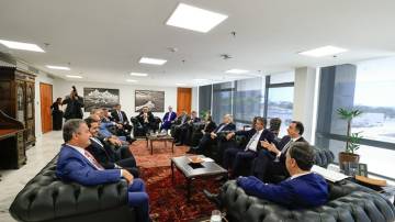 Reunião entre representantes dos Poderes Executivo, Legislativo e Judiciário (Foto: Rosinei Coutinho/STF)