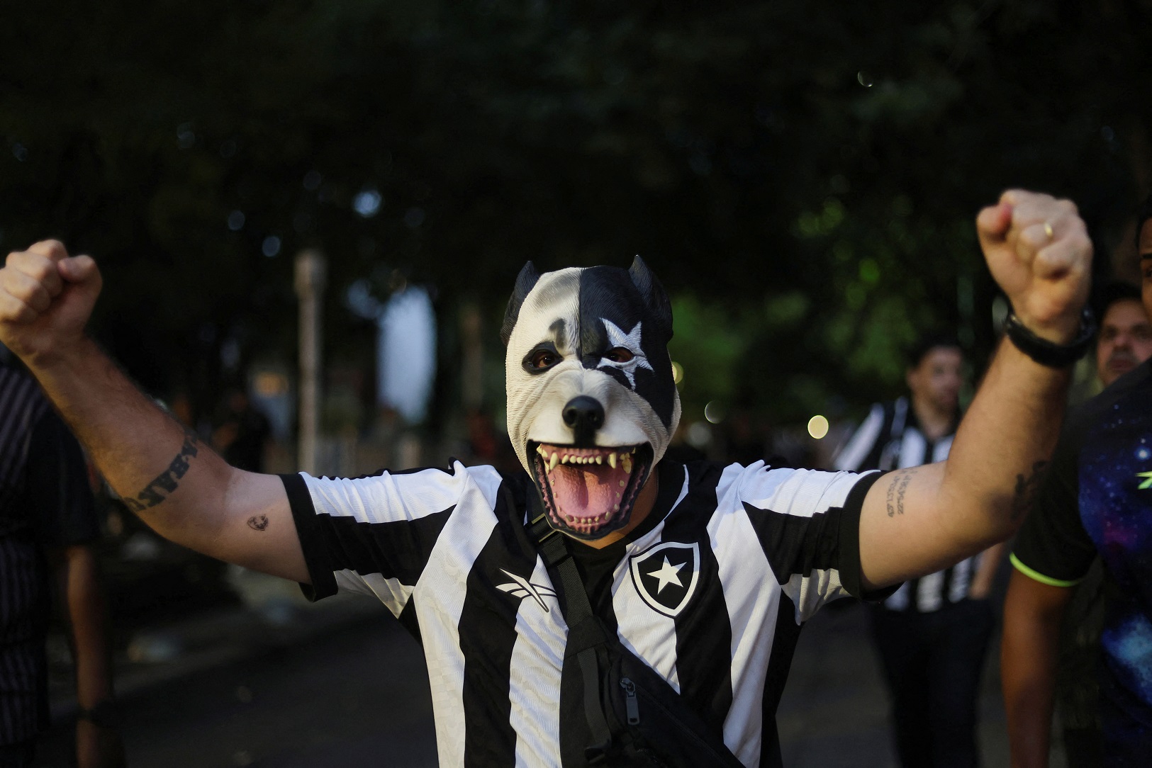 Um torcedor do Botafogo celebra após a vitória de sua equipe na Copa Libertadores, em Buenos Aires, Argentina, 30 de novembro de 2024. REUTERS/Cristina Sille

