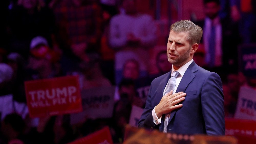 Eric Trump no Madison Square Garden em Nova York
 27/10/2024   REUTERS/Brendan McDermid