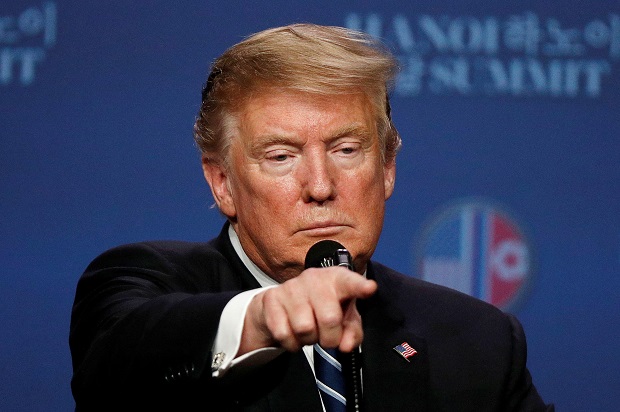 O presidente dos EUA, Donald Trump, participa de uma coletiva de imprensa após sua cúpula com o líder norte-coreano Kim Jong Un, no JW Marriott Hotel em Hanói, Vietnã, em 28 de fevereiro de 2019. REUTERS/Jorge Silva/Foto de Arquivo.