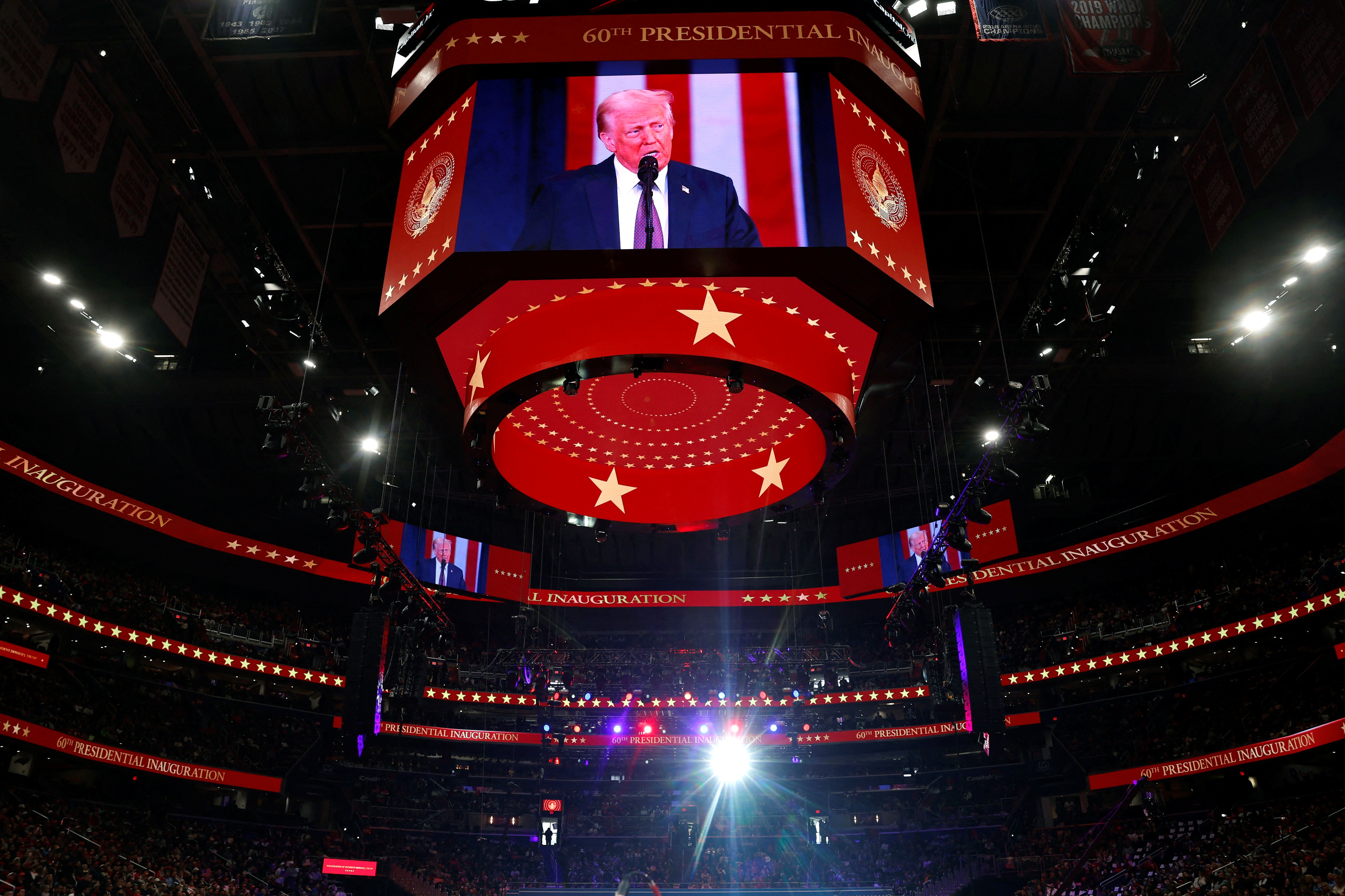 Trump discursa a apoiadores após iniciar segundo mandato como presidente dos EUA 20/01/2025 REUTERS/Amanda Perobelli

