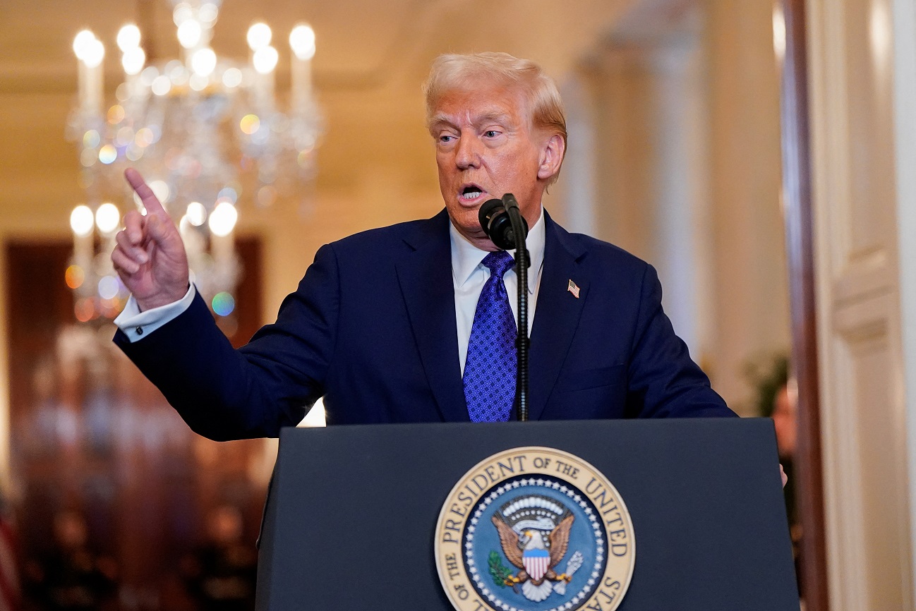 O presidente dos EUA, Donald Trump, fala durante um evento para assinar a Lei Laken Riley, na Casa Branca, em Washington, EUA, 29 de janeiro de 2025. REUTERS/Elizabeth Frantz