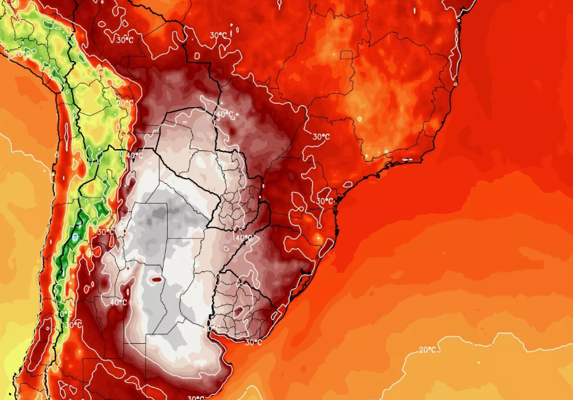 Bolha de calor na Argentina deve trazer temperaturas de 42ºC para regiões do Brasil