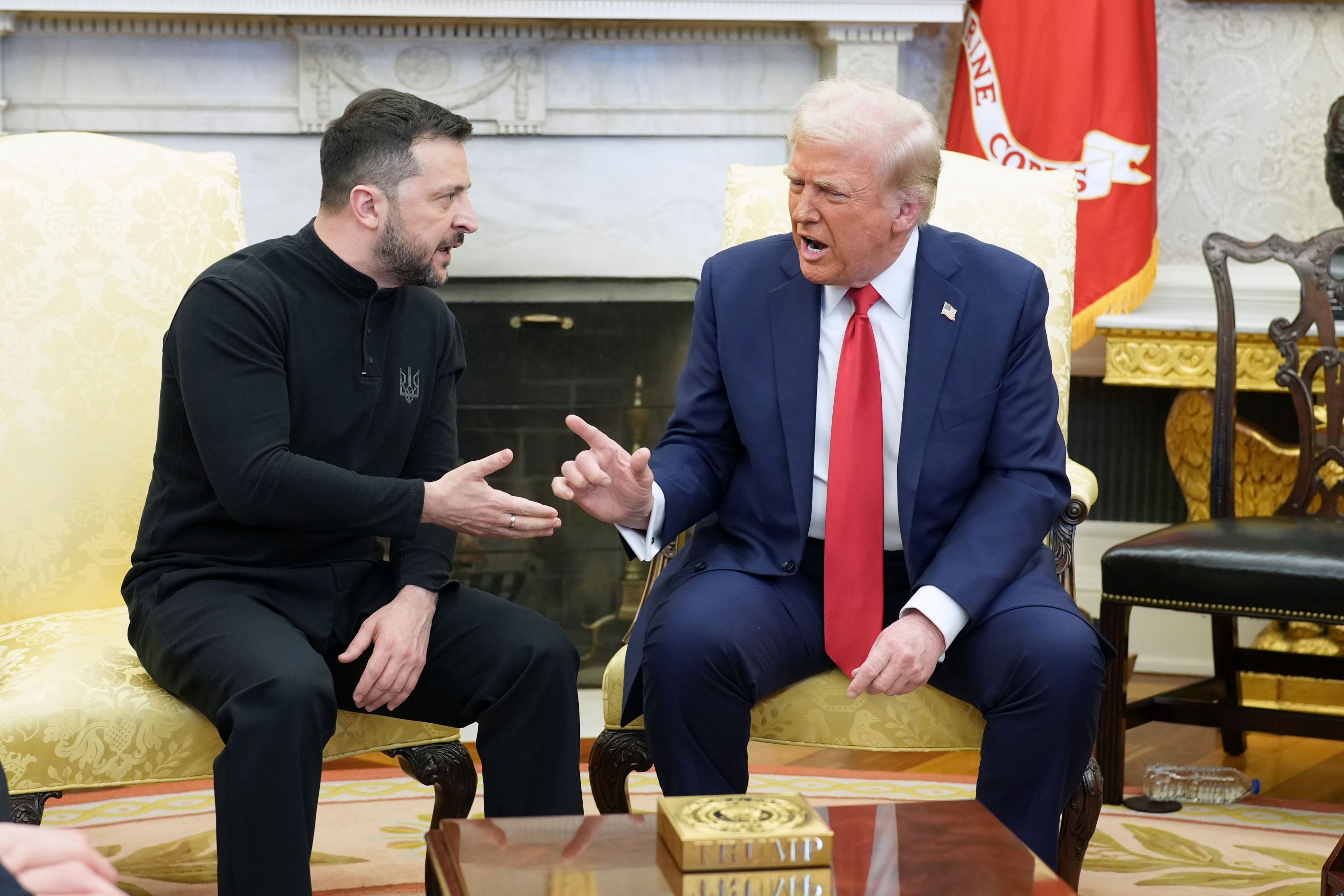 Zelenskyy e Trump em reunião no Salão Oval da Casa Branca (Foto: Doug Mills/The New York Times)